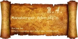Mansberger Adorján névjegykártya